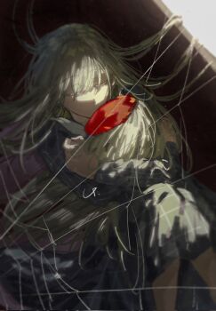 1girl bang_dream! bang_dream!_it&#039;s_mygo!!!!! blue_dress character_doll chinese_commentary closed_eyes commentary_request corrupted_twitter_file doll dress green_hair highres hugging_object image_sample long_hair long_sleeves mortis_(bang_dream!) mortis_(costume)_(bang_dream!) revision shidararey solo twitter_sample wakaba_mutsumi