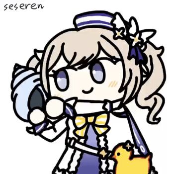 1girl animated animated_gif conch hearing lowres seseren shell smile twintails