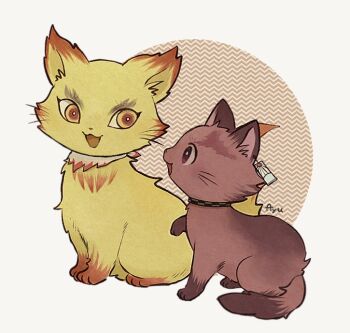 Rule 34 | :3, :d, animal, animal focus, animalization, ayu (mog), cat, commentary, kamado tanjirou, kimetsu no yaiba, no humans, open mouth, rengoku kyoujurou, smile, symbol-only commentary, whiskers