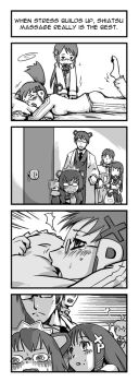 Rule 34 | 2k-kun, 2k-tan, 3girls, 4boys, 4koma, comic, ear to glass to door, eavesdropping, futaba channel, glasses, greyscale, hard-translated, homeko, homeo, imuhata shimuro, long image, me-kun, monochrome, multiple boys, multiple girls, os-tan, sexually suggestive, simuro, tall image, third-party edit, translated, xp-kun, xp-tan, xp home-tan, xphome, xpmc