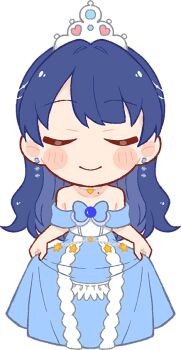 Rule 34 | 1girl, armpit crease, bare shoulders, blue dress, blue eyes, blue hair, chibi, chibi only, cho toutoi love, closed mouth, dress, facing viewer, full body, game cg, heart, heart necklace, jewelry, link! like! love live!, long dress, long hair, love live!, mole, mole on neck, murano sayaka, necklace, non-web source, off-shoulder dress, off shoulder, official art, princess, sakuma yoru, self-datamine, simple background, skirt hold, smile, solo, straight-on, tachi-e, tiara, transparent background, virtual youtuber