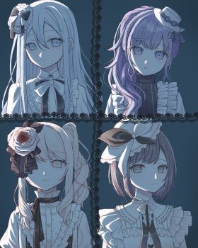 Rule 34 | 1other, 25-ji nightcord de. (project sekai), 3girls, akiyama mizuki, asahina mafuyu, azuha 0, black ribbon, black shirt, brown eyes, brown hair, closed mouth, collared shirt, commentary, double-parted bangs, flower, frilled hat, frills, frown, grey eyes, hair between eyes, hair flower, hair ornament, hat, head tilt, highres, keikyoku no machi wa doko e (project sekai), long sidelocks, mini hat, multiple girls, neck ribbon, official alternate costume, one eye covered, parted lips, pink eyes, ponytail, project sekai, purple eyes, raised inner eyebrows, ribbon, shinonome ena, shirt, side ponytail, sidelocks, white hair, white hat, white ribbon, white shirt, yoisaki kanade