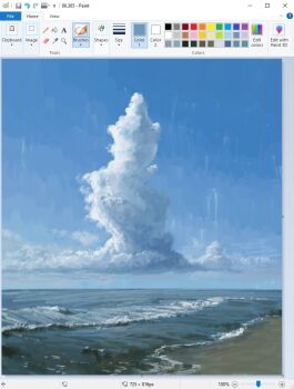 art_program_in_frame beach christian_young cloud cloudy_sky commentary horizon microsoft_paint_(medium) microsoft_paint_(software) no_humans ocean original outdoors painterly scenery screencap shore sky surf waves