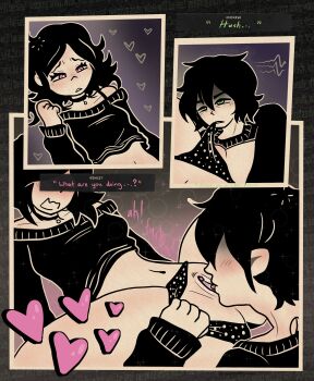 andrew_graves ashley_graves black_hair black_shirt bottomless brother_and_sister choker cunnilingus green_eyes oral pink_eyes pussy shirt short_hair siblings the_coffin_of_andy_and_leyley thegirlgraves underwear