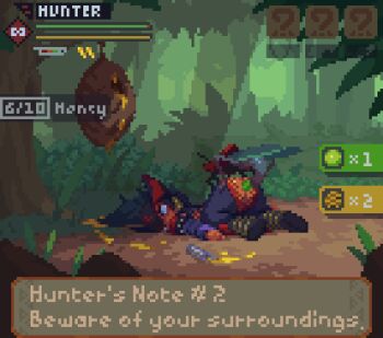 1girl anal animated animated_gif badcolor bestiality blue_eyes bouncing_ass bug dark-skinned_female dark_skin defeat egg_implantation english_text fake_screenshot honey looping_animation monster_hunter_(series) outdoors ovipositor pixel_art rape sex top-down_bottom-up torn_clothes