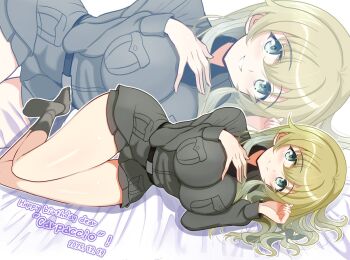 1girl anzio_military_uniform blonde_hair blush breasts carpaccio_(girls_und_panzer) character_name closed_mouth commentary_request dated girls_und_panzer gratin_(kumaisao) green_hair happy_birthday large_breasts long_hair looking_at_viewer military_uniform multiple_views shorts smile