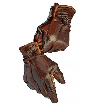 brown_gloves clothes_focus commentary english_commentary gloves highres leather leather_gloves no_humans object_focus original ramon_nunez simple_background white_background