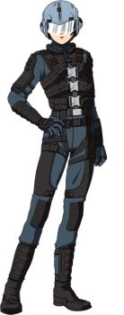 1girl artist_request bandai banpresto bodysuit cross_promotion crossover godzilla_(series) godzilla_against_mechagodzilla helmet military military_uniform obscured_eyes official_art open_mouth pilot_helmet pilot_suit simple_background super_robot_wars super_robot_wars_x-omega toho white_background yashiro_akane