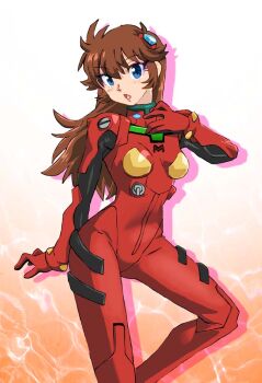 asuka_langley_souryuu_(cosplay) blue_eyes bodysuit breasts brown_hair cosplay grendizer_u long_hair maria_grace_fleed mazinger_(series) medium_breasts neon_genesis_evangelion plugsuit_(cosplay) ufo_robo_grendizer