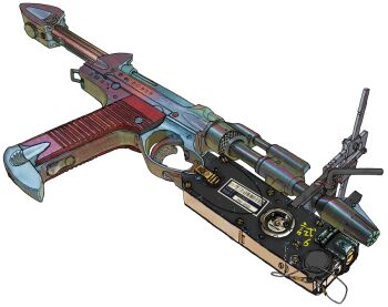 1608_(no.26) cable commentary_request cosmo_nambu gun handgun no_humans simple_background still_life trigger uchuu_senkan_yamato weapon weapon_focus white_background wire