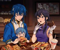 Rule 34 | + +, 1boy, 2girls, :d, :o, absurdres, baby, black hair, bulletin board, burger, cheese, commission, commissioner upload, earrings, eating, family, fast food, father and daughter, fire emblem, fire emblem: genealogy of the holy war, food, food on face, food wrapper, french fries, gloves, headband, highres, holding, holding burger, holding food, if they mated, jewelry, ketchup, larcei (fire emblem), lettuce, long hair, looking at another, mother and daughter, multiple girls, nintendo, open mouth, original, purple tunic, seliph (fire emblem), shelf, short hair, sitting, smile, soda, sweatdrop, table, teeth, tomato, tomato slice, tunic, uneasywolf, white headband