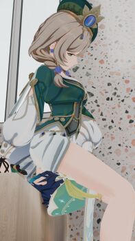 1boy 1girl artist_request bdsm blonde_hair blue_hair femdom genshin_impact green_eyes green_hat hand_on_another&#039;s_head hand_on_another&#039;s_shoulder hat lisa_(genshin_impact) photo_(medium) reverse_ryona sitting sitting_on_face sitting_on_person sleeping smother unconscious unconscious_male venti_(genshin_impact)