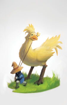 00s 1boy alex_chow baby_animal beak bird black_mage_(final_fantasy) chick chocobo final_fantasy final_fantasy_ix glowing glowing_eyes harness hat male_focus square_enix vivi_ornitier yellow_eyes