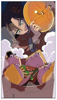 1girl absurdres china_dress chinese_clothes dress food highres lantern original paper_lantern short_hair steamed_bun yamaso