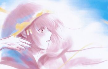 1girl attack beads blue_sky braid brown_eyes chinese_commentary cloak cloud commentary_request day eyelashes fingernails floating_hair from_side hair_beads hair_ornament hood hood_up hooded_cloak infinity_nikki light_blush lips luosifen83474 nikki_(nikki) nikki_(series) official_alternate_color outdoors parted_lips pink_cloak pink_hair pink_lips pointy_nose purifying_wind_(infinity_nikki) short_hair side_braids sky solo teeth twin_braids upper_body veins