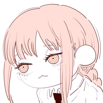 1girl :3 chainsaw_man chibi chibi_only closed_mouth collared_shirt deer60868637 limited_palette makima_(chainsaw_man) necktie orange_hair ringed_eyes shirt solo yellow_eyes