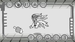 1girl angel angel_girl angewomon animated bone digimon digimon_(creature) eating food gerusyu head_wings long_hair mask mear video wide_hips wings