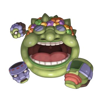 Rule 34 | chibi, chibi only, disembodied hand, floating, full body, no humans, official art, open mouth, ragnarok online, rock, simple background, smile, solo, storage pot, tao gunka, teeth, transparent background, uvula, yuichirou