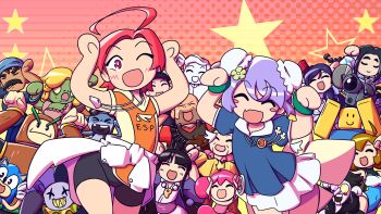 Rule 34 | 6+boys, 6+girls, caramelldansen, character request, copyright request, crazy frog, crazy frog (character), crossover, dancing, deltarune, everyone, heavy (tf2), highres, jevil, mai (popotan), maya fey, mega man (classic), mega man (series), mega man 2, mii (popotan), multiple boys, multiple girls, newgrounds, non-web source, noob (roblox), orange background, popotan, roblox, siivagunner, sonic (series), sonic the hedgehog, spamton g. spamton, star (sky), team fortress 2, utdr (toby fox), whistle, whistle around neck, wood man