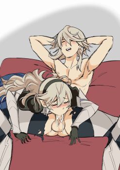 1boy 1girl absurdres closed_eyes cum cum_in_mouth decoxart dual_persona fefex fellatio female_corrin_(fire_emblem) fire_emblem fire_emblem_fates grey_hair hairband highres male_corrin_(fire_emblem) nintendo oral pointy_ears rs40uchiha selfcest