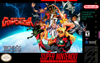 Rule 34 | alternate universe, box art, brider, captain atlantis, choujin gakuen gowcaizer, fudomaru, game console, gowcaizer, hellstinger, highres, hishizaki shaia (gowcaizer), kaiza gouichiro, marion (gowcaizer), oobari masami, shigure kyosuke, son karin, super nintendo, technos, third-party edit