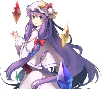 1girl blue_bow bow capelet crescent crescent_hat_ornament crystal dress eho_(icbm) frilled_sleeves frills game_cg hair_bow hat hat_ornament labyrinth_of_touhou_(series) labyrinth_of_touhou_tri long_hair long_sleeves looking_at_viewer mob_cap non-web_source official_art open_mouth patchouli_knowledge pink_capelet pink_dress pink_hat purple_eyes purple_hair red_bow solo touhou transparent_background very_long_hair