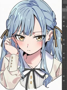 1girl am_0410 bang_dream! bang_dream!_it&#039;s_mygo!!!!! blue_hair closed_mouth cropped_torso solo togawa_sakiko
