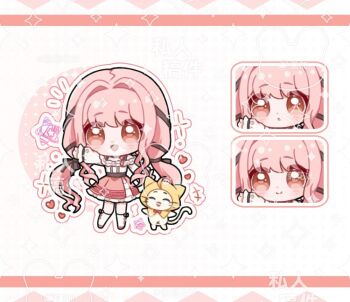 Rule 34 | 1girl, :o, ^ ^, ahoge, animal, aying99792, bare shoulders, belt, black belt, black bow, black ribbon, bow, bow legwear, bowtie, bra strap, brown eyes, cat, center frills, chibi, cloak, close-up, closed eyes, closed mouth, clothed animal, cross-laced clothes, cross-laced legwear, dot nose, ear covers, eyes visible through hair, frilled shirt, frilled skirt, frilled sleeves, frills, hair bow, hair intakes, hair ribbon, happy, hood, hood up, hooded cloak, infinity nikki, kneehighs, layered skirt, light blush, long hair, long sidelocks, long sleeves, low twintails, momo (nikki), navel, nikki (nikki), nikki (series), off-shoulder shirt, off shoulder, open mouth, perfect start (infinity nikki), pink bow, pink hair, pink shoes, pink skirt, pleated skirt, polka dot, polka dot background, puffy long sleeves, puffy sleeves, red bow, red bowtie, ribbon, sample watermark, shirt, shoes, sidelocks, skirt, sleeves past wrists, smile, socks, star (symbol), tareme, too many watermarks, traditional bowtie, tress ribbon, twintails, very long hair, watermark, watermark grid, wavy hair, whimstar (infinity nikki), white background, white cat, white shirt, white skirt, white socks, yarn, yellow cloak