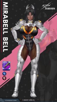 1girl 60fps abs action_taimanin aiming animated armor ass ass_cutout assault_rifle assault_shooter audible_music audible_speech black_hair bodysuit bouncing_breasts breasts bullpup character_name cleavage cleavage_cutout clothing_cutout covered_abs covered_erect_nipples curvy dark-skinned_female dark_skin elbow_gloves female_focus gloves gremory_games gun hands_on_own_hips high_ponytail highleg highleg_leotard highres holding holding_weapon huge_ass huge_breasts impossible_clothes japanese_audio leotard lilith-soft lips long_hair looking_ahead looking_at_viewer military military_uniform mirabell_bell multiple_views muscular muscular_female muscular_legs narrow_waist ponytail revealing_clothes rifle sagging_breasts shiny_skin sideboob simple_background smile sound taimanin_(series) thick_thighs thighs thong_leotard trigger_discipline v very_dark_skin very_long_hair video weapon wide_hips yellow_eyes