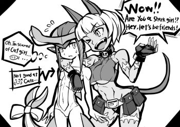 animal_ears arcana_heart cat_ears cat_tail crossover ms._fortune_(skullgirls) pistrix shark_girl skullgirls tail