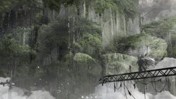 1girl abandoned absurdres building cloud commentary crane_(machine) english_commentary flock highres lucia_(pgr) mecha overgrown punishing:_gray_raven robot ruins scenery simple_bird skyscraper standing very_wide_shot zi_dianli_chang