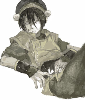 Rule 34 | 1girl, absurdres, avatar: the last airbender, avatar legends, black hair, blind, blood, blood on face, blood on hands, bug, butterfly, commentary request, hairband, highres, insect, leizi (vgpm7245), short hair, solo, toph beifong