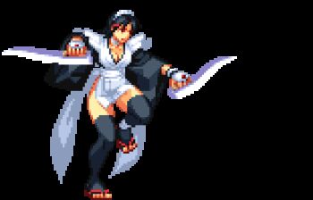 animated animated_gif breasts butterfly_swords dual_wielding fingerless_gloves gloves hip_focus holding iroha_(samurai_spirits) japanese_clothes large_breasts lowres maid maid_headdress samurai_spirits sandals short_hair slashing thick_thighs thighhighs thighs weapon wide_sleeves zouri