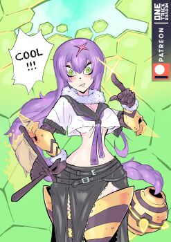 Rule 34 | 1girl, absurdres, bancholilimon, bancholilimon (cosplay), breasts, cosplay, digimon, digimon (creature), female focus, highres, long hair, looking at viewer, queenbeemon, solo, underboob