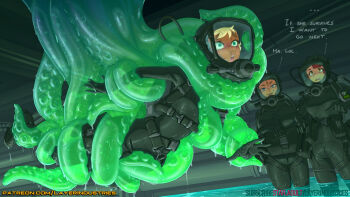 bodysuit bsfs commander_rab(layer_industries) diving_mask diving_suit gloves goggles groping janine_flores latex latex_bodysuit latex_gloves tagme tentacles