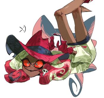 1girl colored_sclera demon_girl dress evil_smile fang_wo_zou_aaaaaa gloves hazbin_hotel hellaverse looking_at_viewer multicolored_hair pink_gloves pink_hair red_sclera smile solo two-tone_hair velvette_(hazbin_hotel) white_dress white_eyes white_hair