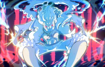 1boy abs alternate_form cakmaktekin electricity gear_fifth hagoromo hair_bun highres holding looking_at_viewer male_focus monkey_d._luffy one_piece pink_eyes scar scar_on_chest scar_on_face shawl shirt shorts smile solo white_hair white_shirt white_shorts