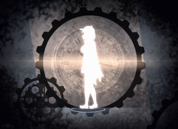 1girl animated animated_gif coat full_body gears hololive hololive_english nonnny pocket_watch profile shoes silhouette solo virtual_youtuber walking watch watson_amelia