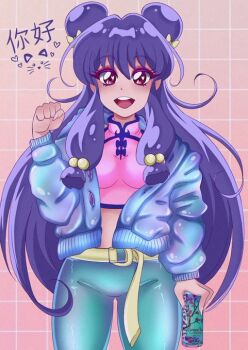 1girl contemporary double_bun dress hair_bun long_hair pink_eyes purple_hair ranma_1/2 ribbon shampoo_(ranma_1/2)