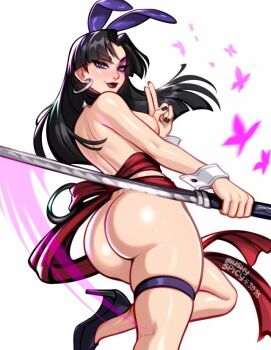 Rule 34 | ass, blush, blushypixy, blushyspicy, breasts, earrings, high heels, huge ass, jewelry, marvel vs. capcom, marvel vs. capcom 2, medium breasts, non-web source, nude, psylocke, smile, solo, thick thighs, thighs, weapon