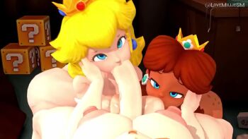 Rule 34 | 3futa, animated, ass, bouncing breasts, breasts, crown, cum, cum in pussy, ejaculating while penetrated, ejaculation, fellatio, futanari, high heels, huge ass, huge breasts, lovemilliesm, mario (series), multiple futa, nintendo, nipples, oral, penetration while penetrated, princess daisy, princess peach, rosalina, sex, spitroast, tagme, thick thighs, thighhighs, thighs, video