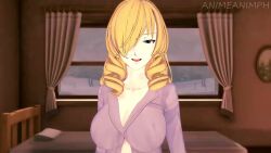 1boy 1girl 3d animated animeanimph artist_name ass barefoot bed bedroom blonde_hair blue_eyes bouncing_breasts breasts censored cleavage close-up closed_eyes cum cum_in_mouth drill_hair ejaculation feet fellatio gokkun groping hair_over_one_eye handjob highres huge_ass indoors kiss koikatsu_(medium) large_breasts large_penis legs looking_at_viewer midriff moaning naughty_face navel nipples nude open_fly open_mouth oral orgasm oriana_thomason pants penis pov puckered_lips pussy sitting smile sound testicles thighs toaru_majutsu_no_index unbuttoned unbuttoned_shirt video