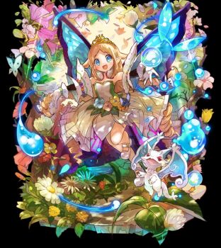 Rule 34 | 1girl, :d, black background, blonde hair, blue eyes, blush, braid, breasts, detached sleeves, dragon, dress, drill hair, flipped hair, flower, flying, full body, gloves, highres, insect wings, long hair, mary janes, medium breasts, merc storia, merc storia art team, nature, official art, open hands, open mouth, outstretched arms, parted bangs, petals, sarodia (merc storia), shoes, sidelocks, simple background, small dragon, smile, solo, spread arms, strapless, strapless dress, tachi-e, very long hair, white dragon, white flower, white gloves, white shoes, wings