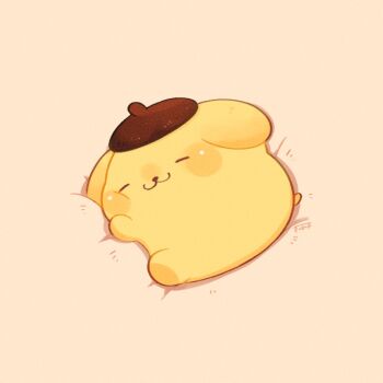 Rule 34 | :3, closed eyes, closed mouth, commentary, pompompurin, sanrio, simple background, sleeping, solo, symbol-only commentary, tenmiyakiyo, yellow background
