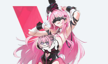 animal_ears armpits bdsm bondage bound breasts censored chela77 clothing_cutout commentary_request detached_collar doro_(nikke) eye_mask goddess_of_victory:_nikke hair_intakes large_breasts long_hair mask official_alternate_costume official_art pantyhose pink_hair pink_nails playboy_bunny rabbit_ears rabbit_tail sideboob skindentation tail velvet_(nikke)