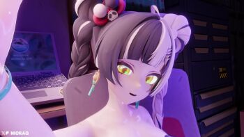 1girl 3d anal anal_object_insertion animated anus artist_name ass black_hair breasts computer dialyn_(zenless_zone_zero) dildo earrings female_focus female_masturbation fingering fingernails heart_pasties huge_filesize indoors jewelry laptop large_breasts looking_at_viewer masturbation moaning multicolored_hair navel nioraq nude object_insertion open_mouth opennsfwsp pasties patreon_logo pink_nails pussy sex_toy solo sound spread_legs tagme twitter_x_logo two-tone_hair uncensored video white_hair yellow_eyes zenless_zone_zero