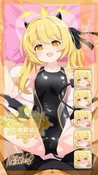 +_+ 1boy 1girl black_horns black_one-piece_swimsuit black_tail black_wings blue_archive commentary_request competition_swimsuit demon_girl demon_horns demon_tail demon_wings flat_chest halo highleg highleg_one-piece_swimsuit highres horns ibuki_(blue_archive) inaba_shiki loli long_hair m_legs multicolored_swimsuit one-piece_swimsuit solo_focus spread_legs swimsuit tail wings yellow_eyes yellow_halo