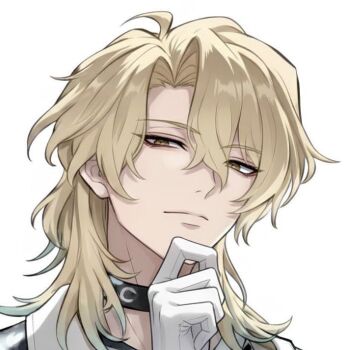 1boy absurdres blonde_hair commentary_request gloves hair_between_eyes highres jewelry long_hair looking_at_viewer luuk_herssen_(wuthering_waves) male_focus necklace red_eyes tagme white_gloves wuthering_waves