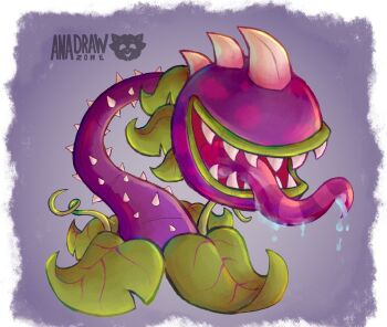 anadrawzone artist_name chomper_(plants_vs._zombies) highres leaf no_humans plants_vs._zombies sharp_teeth solo teeth tongue tongue_out