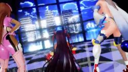 3d 3girls animated artist_request ass ass_shake audible_music bikini blonde_hair blue_eyes bodysuit boots bouncing_breasts breasts brown_hair cameltoe curvy dancing gloves highleg highleg_leotard hime_cut huge_ass jiggle koukawa_asuka leg_lift leotard long_hair looking_at_viewer micro_bikini mikumikudance_(medium) mizuki_yukikaze multiple_girls night night_sky nipples one-piece_tan onizaki_kirara pink_eyes revealing_clothes shiny_clothes shiny_skin skin_tight skirt sky smile sound swimsuit taimanin_(series) taimanin_asagi taimanin_yukikaze tan tanline teamwork thighhighs thong_bikini thong_leotard twintails very_long_hair video window